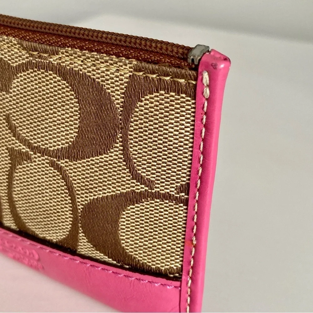 Coach Monogram Pink Leather Cardholder